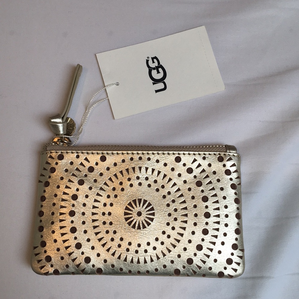 BNWT gold Ugg small zip pouch
